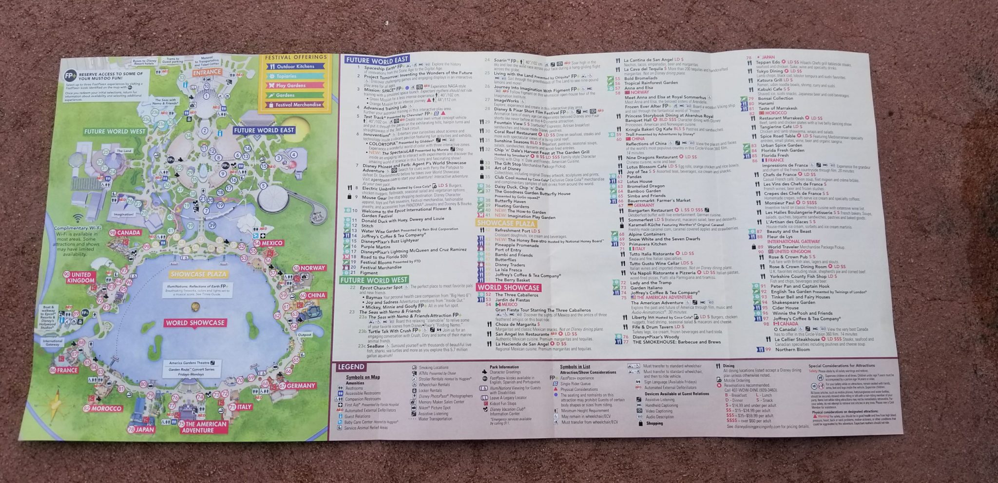Park Maps for Epcot International Flower and Garden Festival