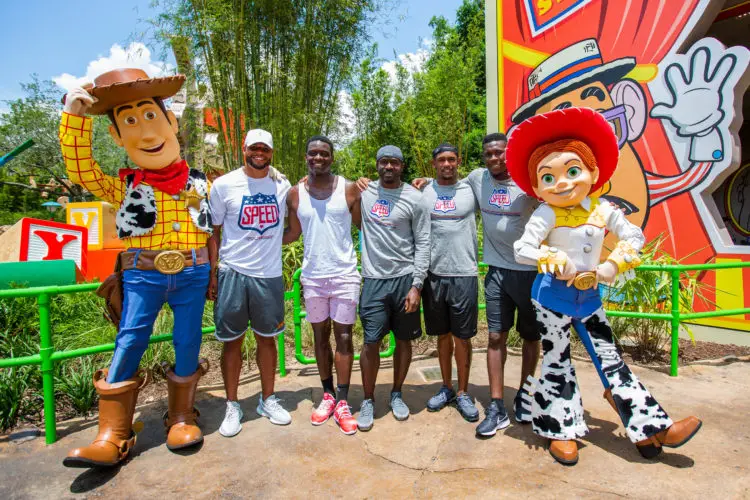 Dak Prescott of the Dallas Cowboys and His Wide Receivers Visit Toy Story Land