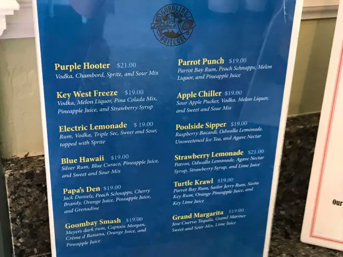 New Menu Items at The Gurgling Suitcase at Disney's Old Key West Resort