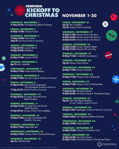 FreeForm Has Released the Kickoff to Christmas Schedule