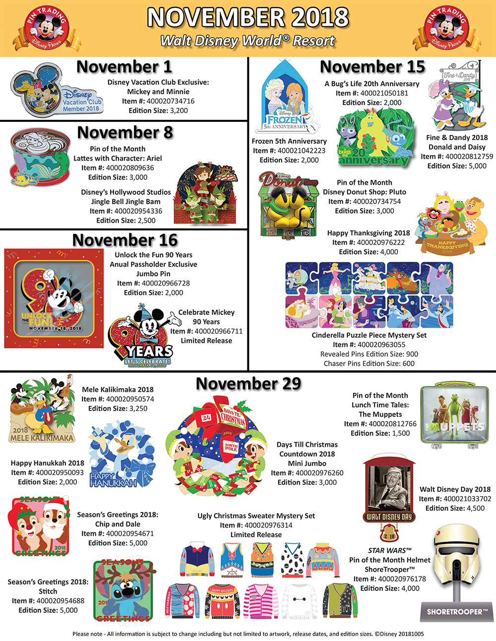 New Holiday Disney Trading Pins Revealed For November