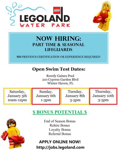 Legoland Is Looking For Part-Time and Seasonal Lifeguards