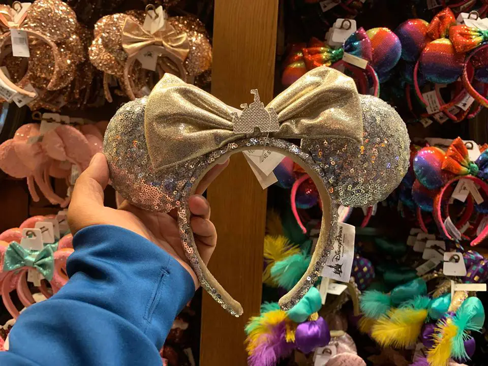 Shimmery New Silver Disney Castle Minnie Ears