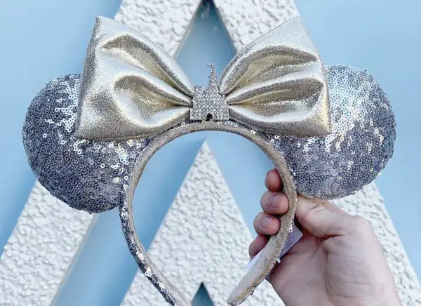 Shimmery New Silver Disney Castle Minnie Ears