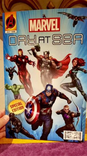 Marvel Day at Sea menu front cover