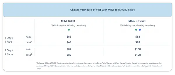 Disneyland Paris Ticket Promo Pricing