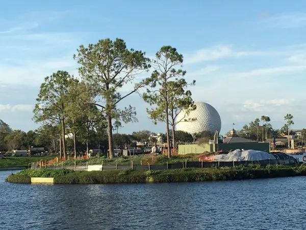 Construction Equipment Has Appeared On the World Showcase Lagoon at Epcot