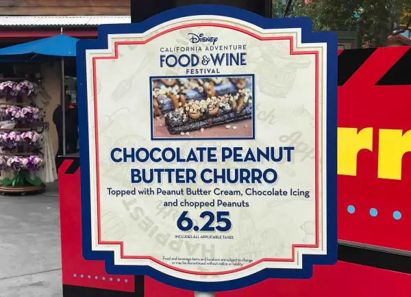 Chocolate Peanut Butter Churro Now at California Adventure Food & Wine Festival