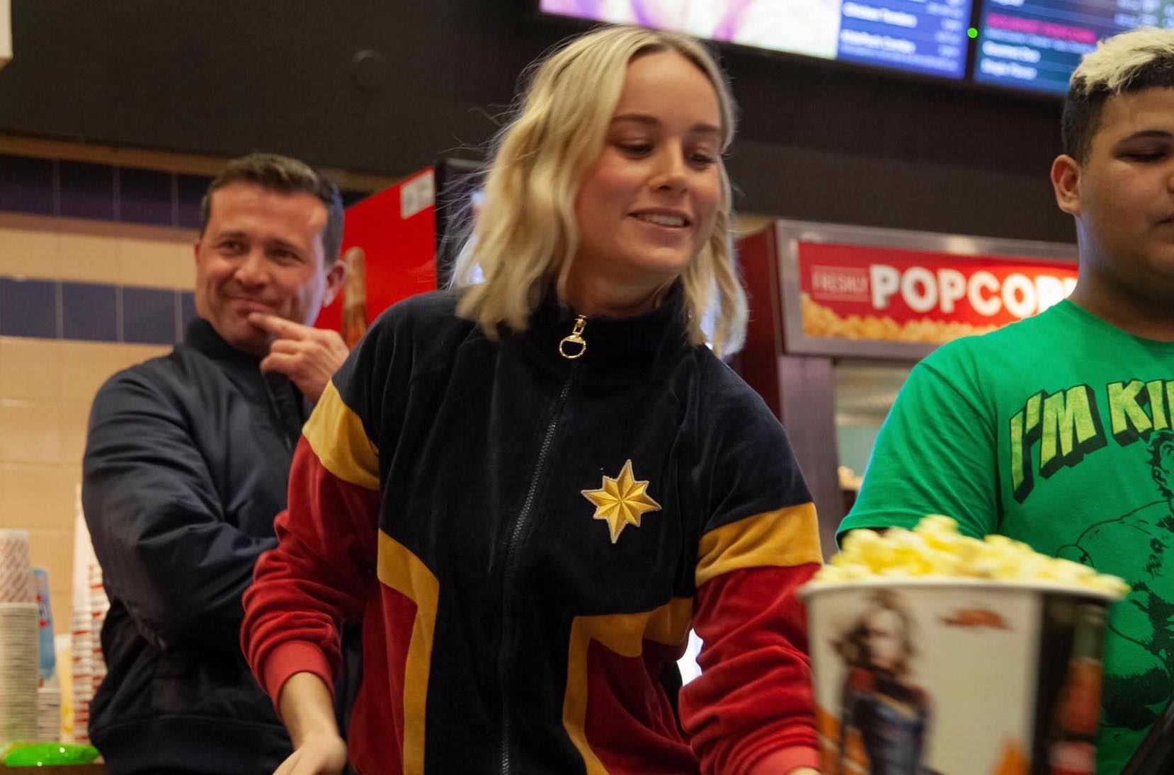 Brie Larson Helps Out Fans at Captain Marvel Screening