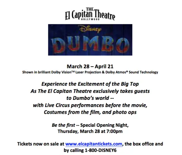 El Capitan Theater Presents Special Engangement of Disney's Dumbo