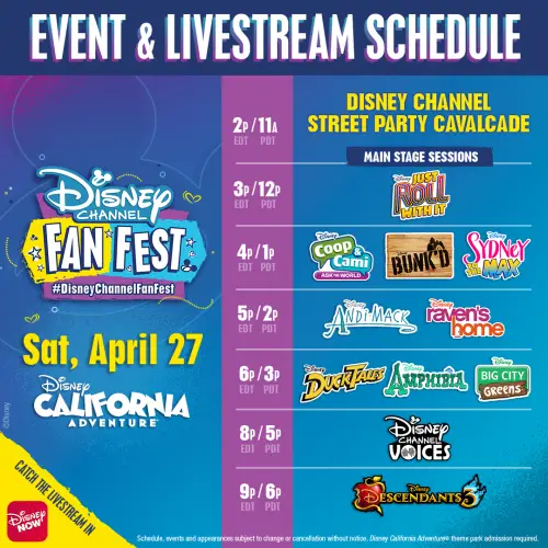 Watch the Disney Channel Fan Fest Streaming on DisneyNOW App.