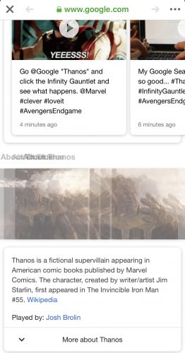 Google has fun Avengers Endgame Easter Egg you can try out.