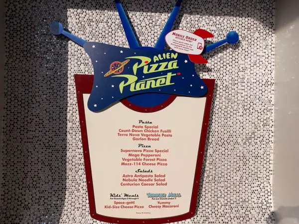 pizza planet menu