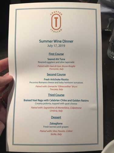 Our Dining Experience at Terralina Crafted Italian's Four-Course Wine Dinner