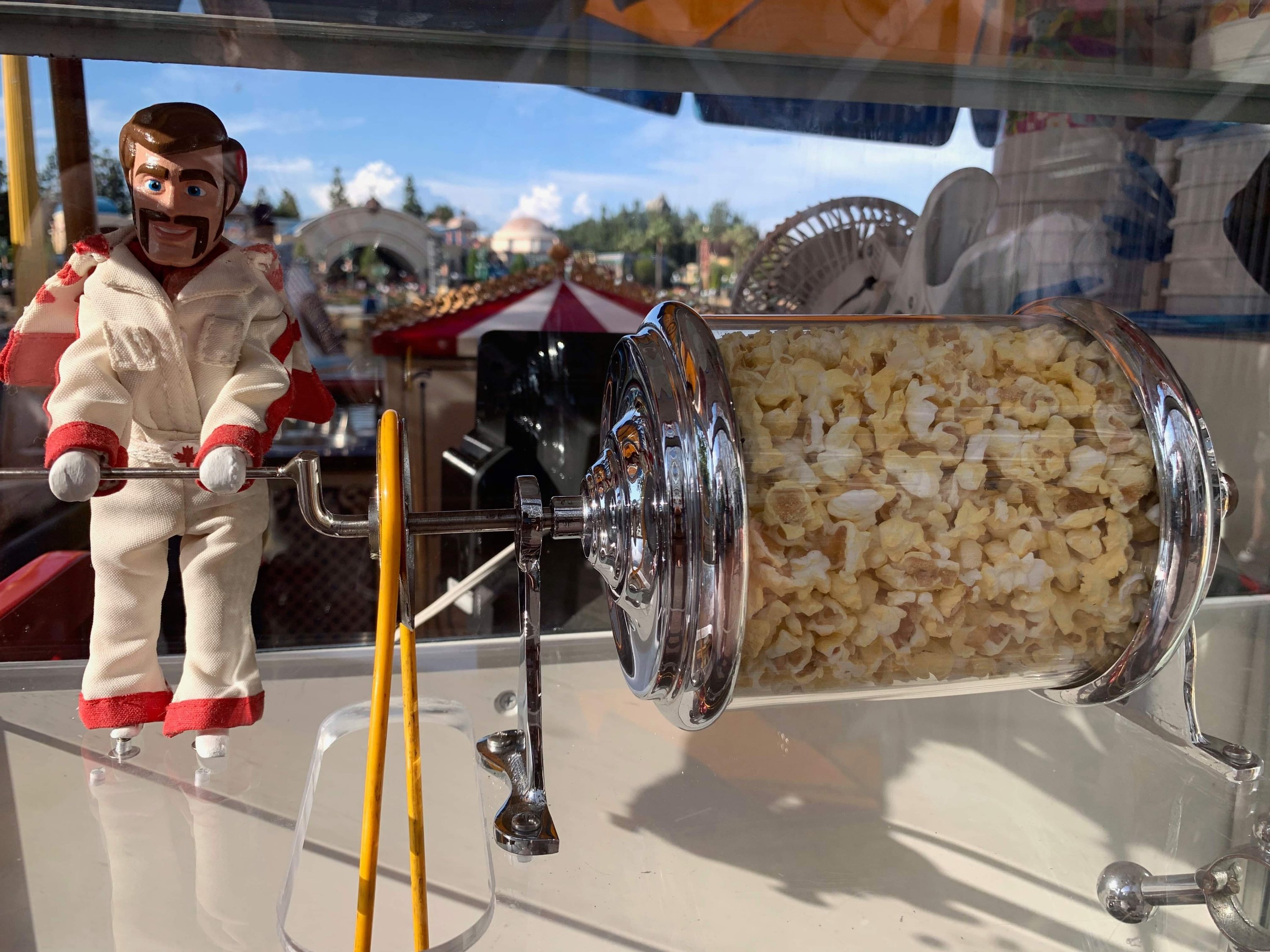 Duke Caboom Debuts as Newest Popcorn Roaster in Disney’s California Adventure Park