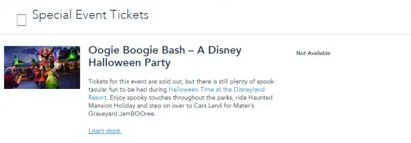Oogie Boogie Bash at Disney's California Adventure Now Completely Sold out