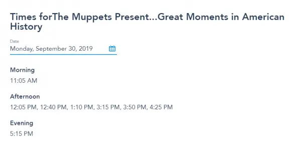 Great Moments in American History with the Muppets set to close this month