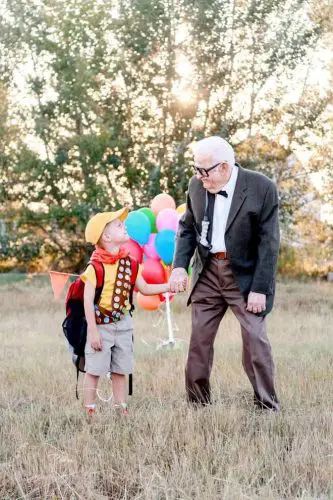Up Photo Shoot Between Little Boy & Grandparents
