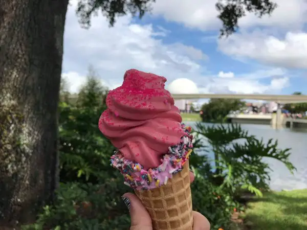 Shimmering Sips Strawberry Soft-Serve Cone At Epcot's Food and Wine Festival