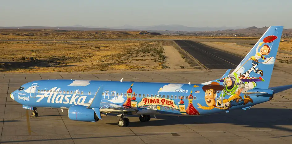 Alaska Airlines newest painted Pixar-themed aircraft showcases Pixar Pier at Disney California Adventure Park