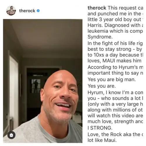 'The Rock' Sings 'Moana' To a Child Fighting For His Life