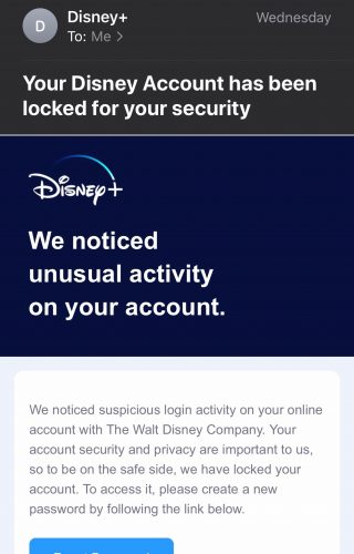 Email Scam Targeted at Disney+ Subscribers
