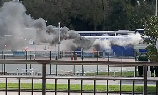 Bus catches on fire at Transportation and Ticket Center