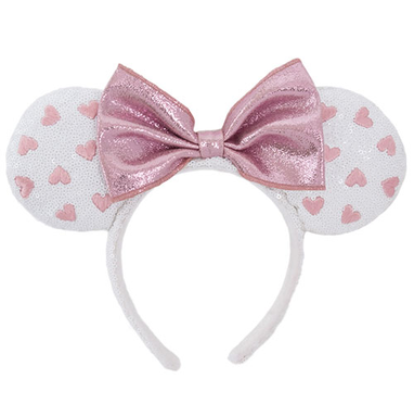 Disney Shanghai Red & Pink Bow Heart Sequined Minnie Mouse Ear