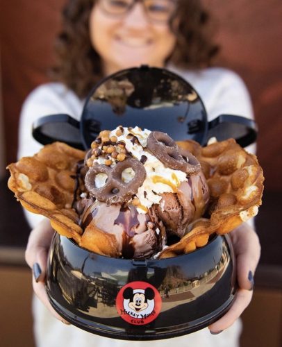 Bubble Waffle Served In Mickey Ear Hat At Disney Springs!