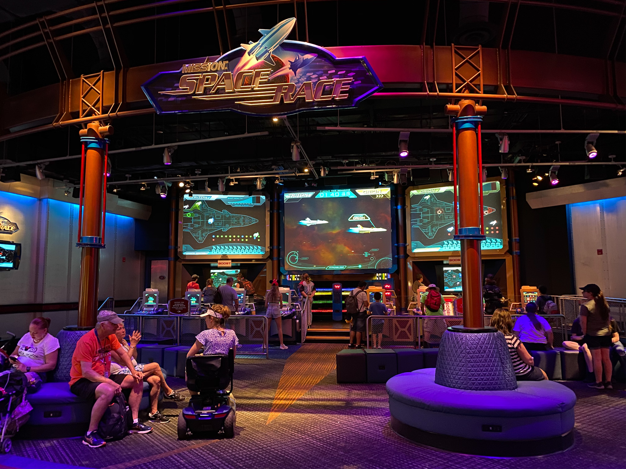 Improved Seating Area with Charging Stations in Mission: Space