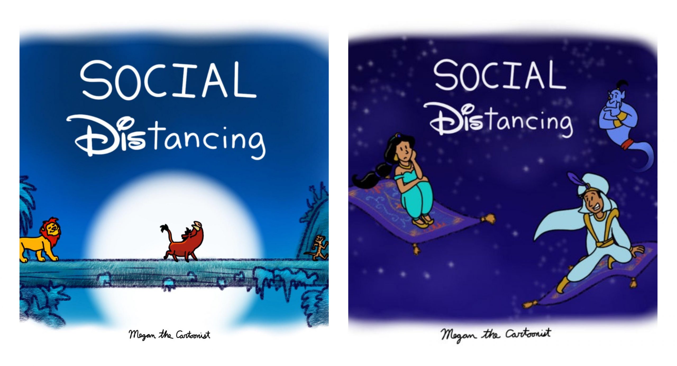 Artist Features Disney Characters Practicing “Social DIStancing”