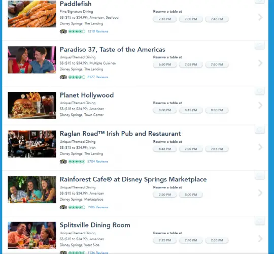 Many Disney Springs Restaurants accepting dining reservations starting on June 1st