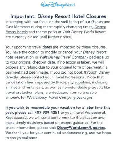 Disney World Cancelling Reservations