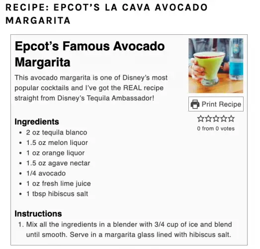 Epcot's La Cava's Avocado Margarita Recipe!