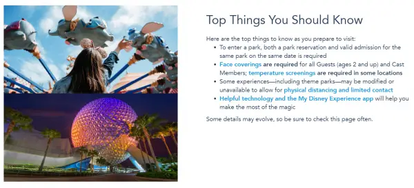 New Disney World Website "Experience Updates" Now Available