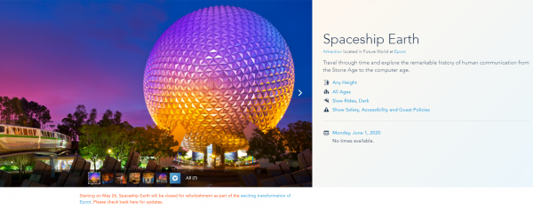 Rumor: Spaceship Earth Refurbishment delayed and attraction will reopen in July