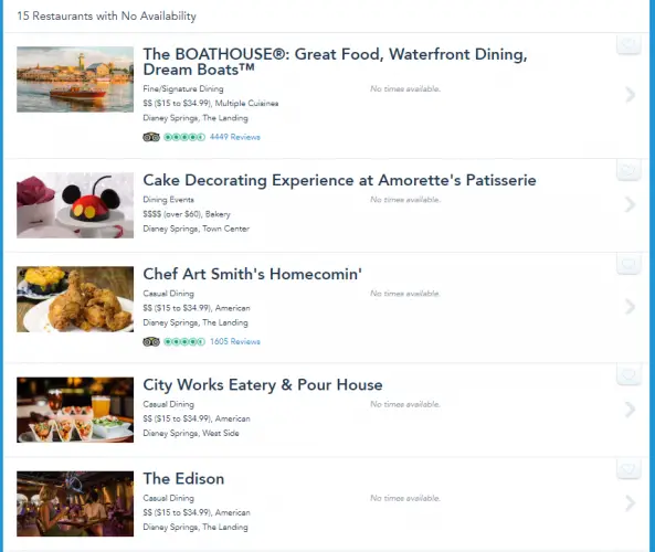 Disney Springs Advanced Dining Reservations Now Showing up on the Disney Website