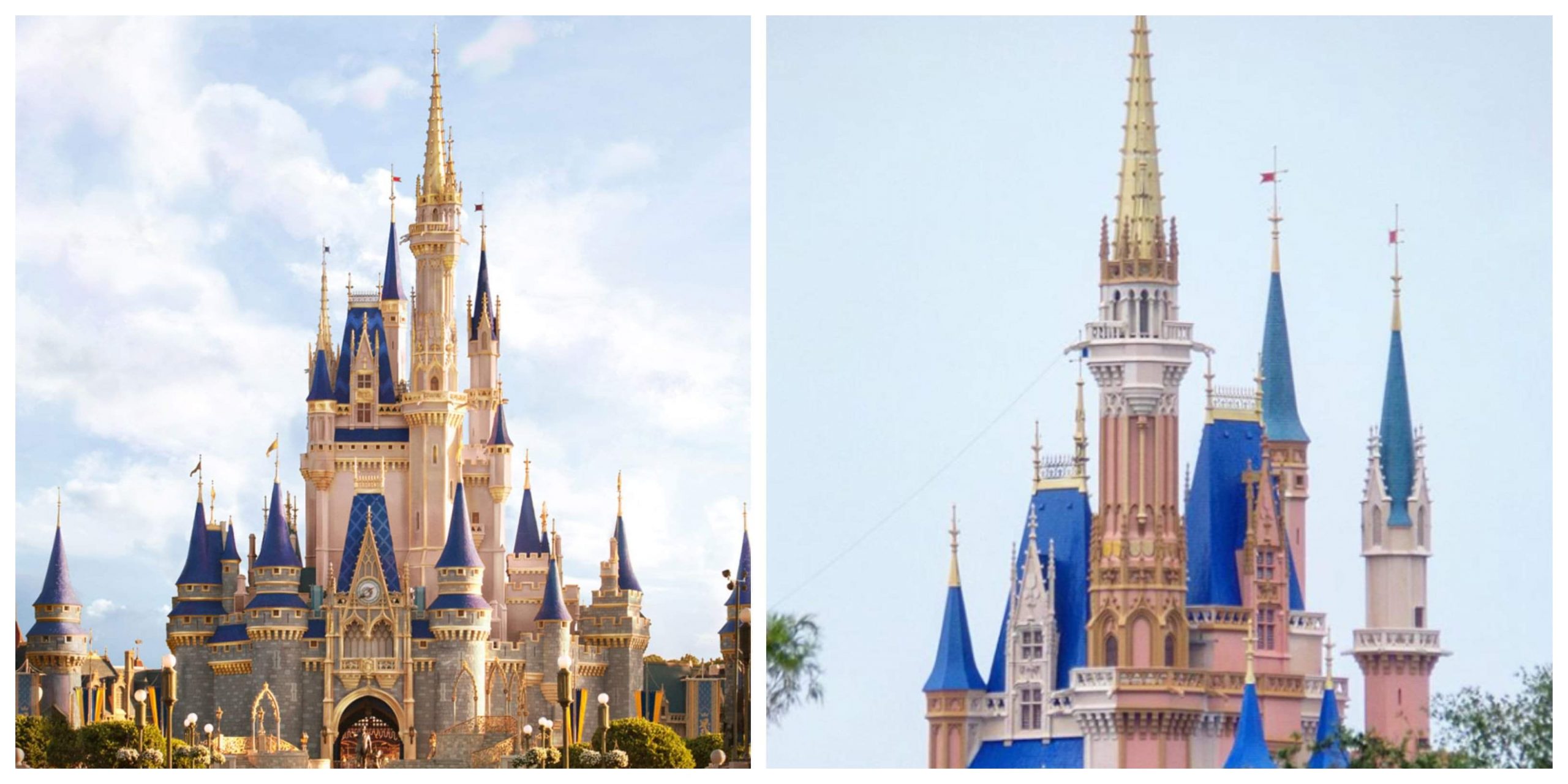 Painting has continued on Cinderella Castle in the Magic Kingdom