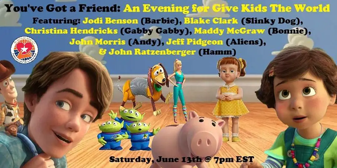 Jodi Benson and ‘Toy Story’ Stars Hosting Online Charity Event for ‘Give Kids the World’