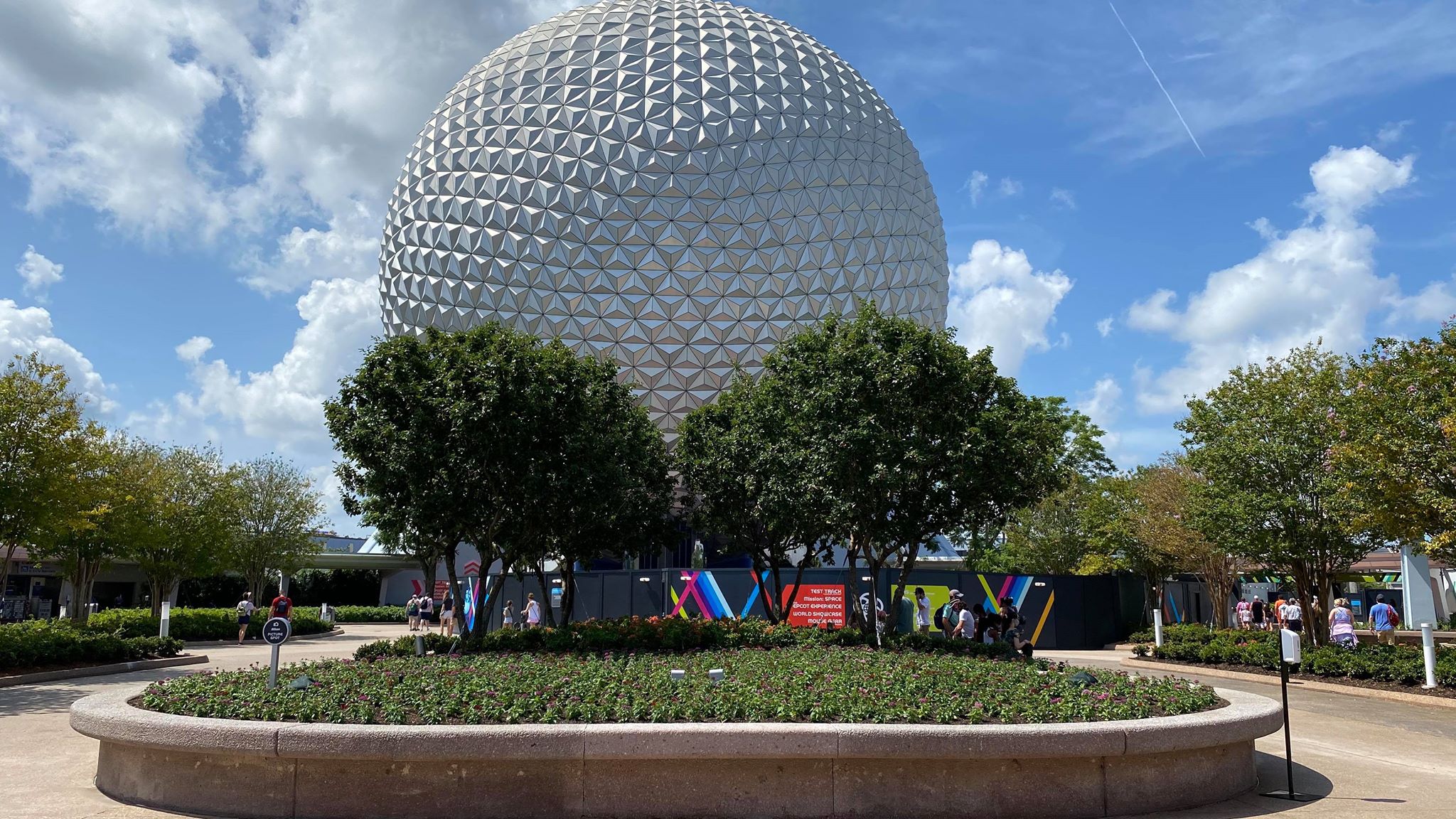 Epcot Main Entrance is beautiful as ever for reopening