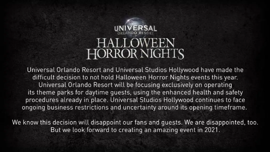 Halloween Horror Nights Cancelled for 2020 at Universal Studios Orlando & Hollywood