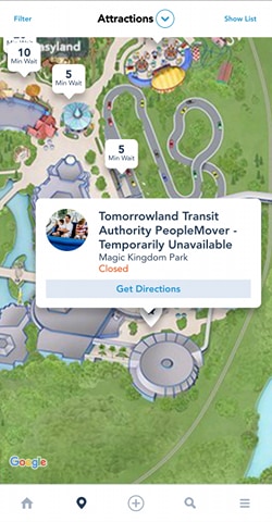 PeopleMover in Magic Kingdom Remains Closed