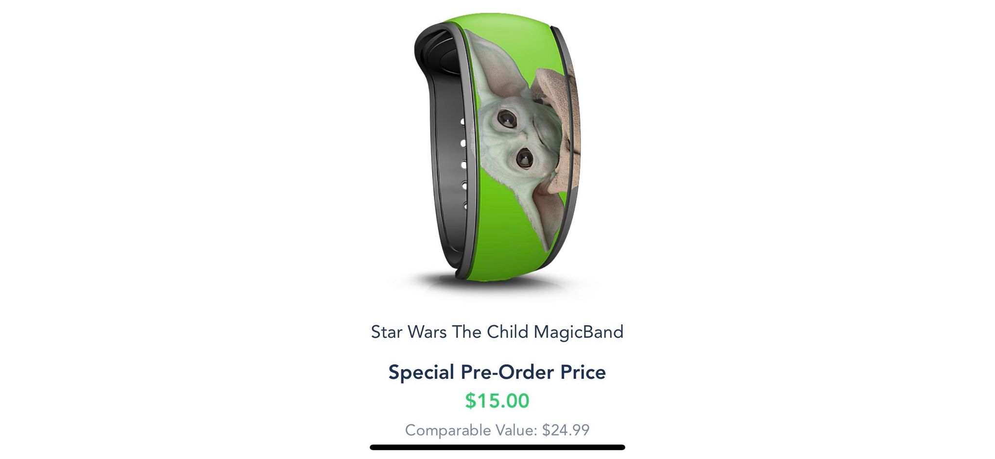 Baby Yoda Magicband now available for preorder on the Disney World website
