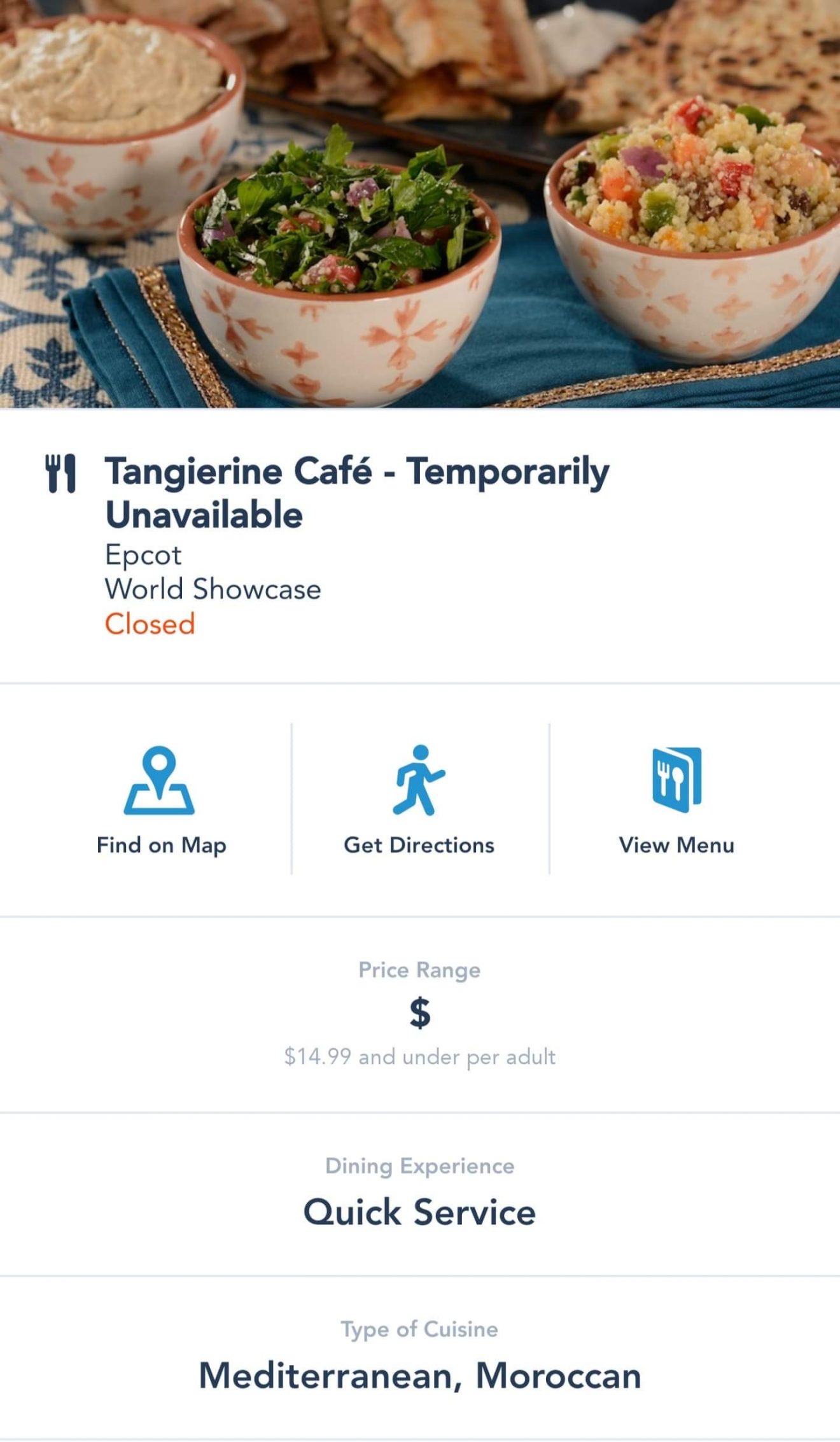 Tangerine Cafe in Epcot Temporarily Closed Chip and Company
