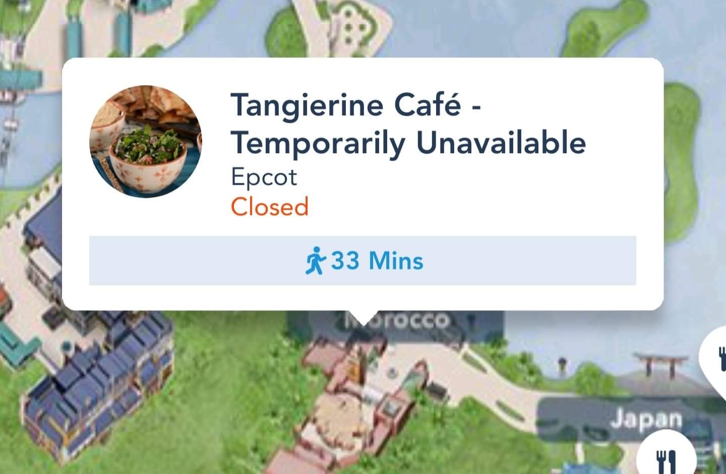 Tangerine Cafe in Epcot Temporarily Closed