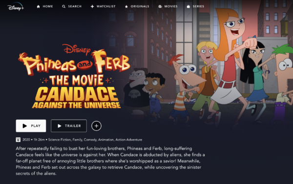 'Phineas and Ferb The Movie: Candace Against the Universe' Now Streaming on Disney+