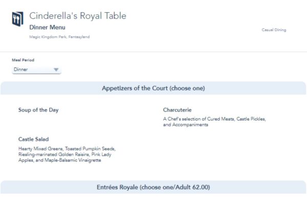 Disney lowers the price of Cinderella’s Royal Table due to lack of characters