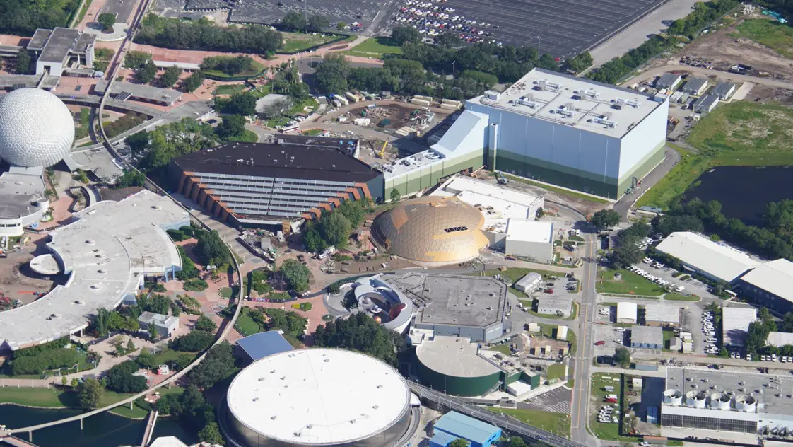 Aerial view of Guardians of the Galaxy Coaster Construction