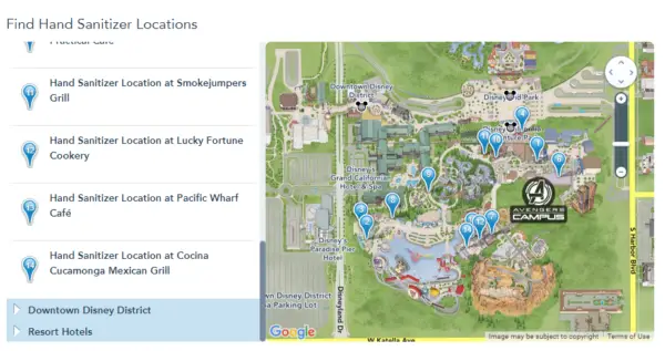 Hand Washing & Sanitizer Locations at the Disneyland Parks, Resorts and Downtown Disney
