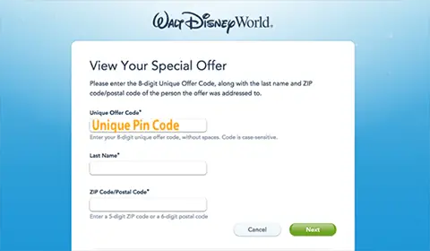 Disney World Pin Code being sent to guests